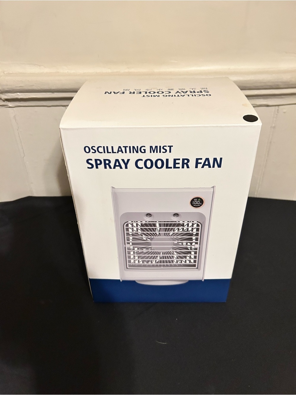 NIB Oscillating Mist Spray Cooler Fan Portable Desktop AC/Black
